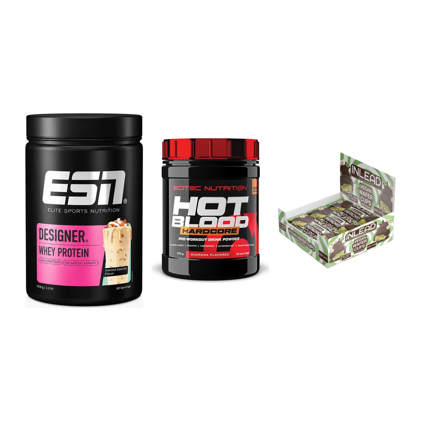 Home-Gym-Starter: ESN Designer + Scitec Hot + 5× INLEAD Wafer – alle enthaltenen Artikel