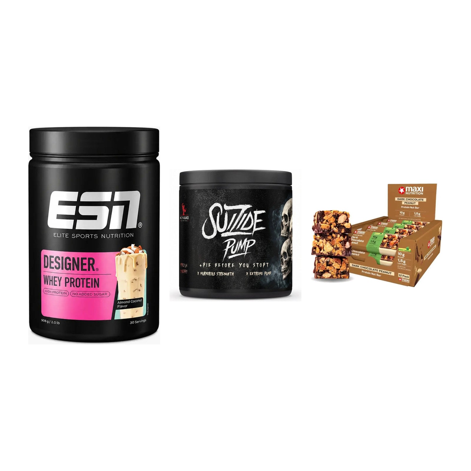 Home-Gym-Starter: ESN Designer + #GYMJUICE + 5× MaxiNutrition – alle enthaltenen Artikel