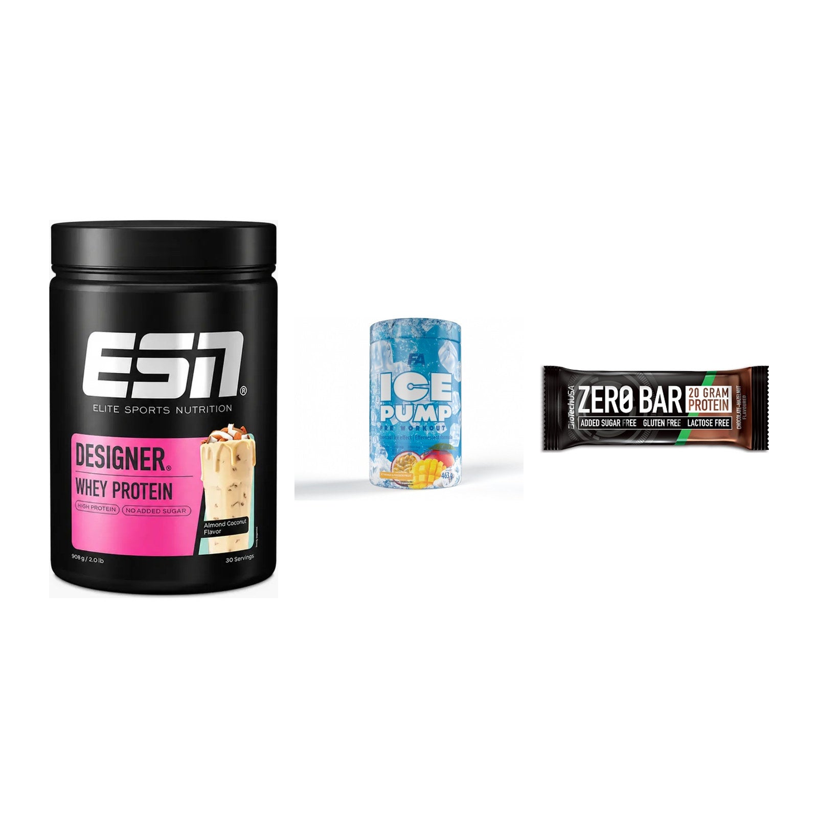Home-Gym-Starter: ESN Designer + FA Nutrition + 5× BioTech Zero – alle enthaltenen Artikel