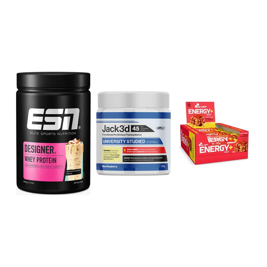 Home-Gym-Starter: ESN Designer + USP Labs Jack3d + 5× Olimp Energy – alle enthaltenen Artikel