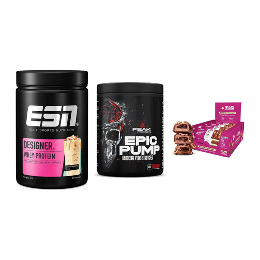 Home-Gym-Starter: ESN Designer + Peak EPIC Pump + 5× MaxiNutrition – alle enthaltenen Artikel
