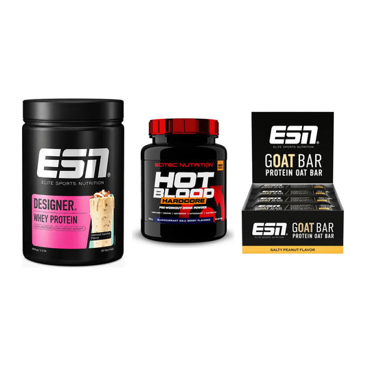 Home-Gym-Starter: ESN Designer + Scitec Hot + 5× ESN Goat Bar – alle enthaltenen Artikel