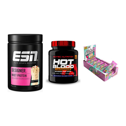 Home-Gym-Starter: ESN Designer + Scitec Hot + 5× Chiefs Protein – alle enthaltenen Artikel