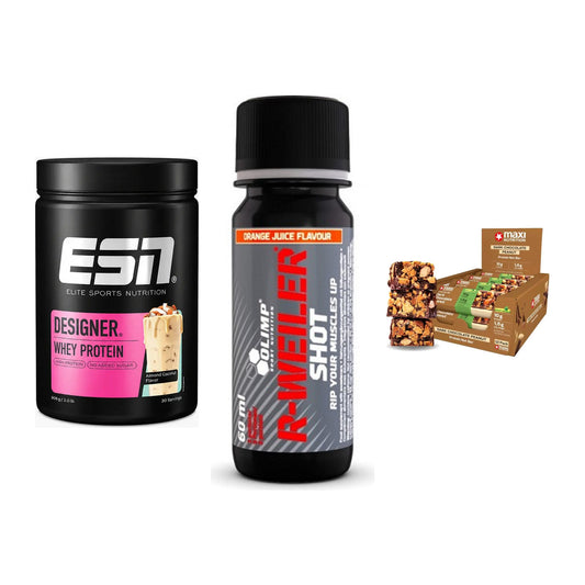 Home-Gym-Starter: ESN Designer + Olimp R-Weiler + 5× MaxiNutrition – alle enthaltenen Artikel