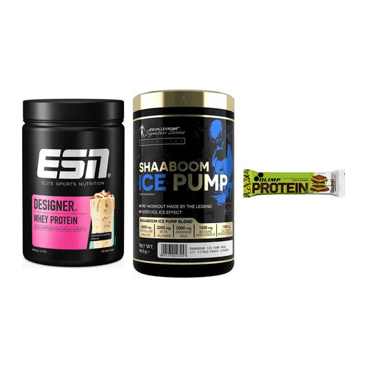 Home-Gym-Starter: ESN Designer + Kevin Levrone + 5× Olimp Protein – alle enthaltenen Artikel