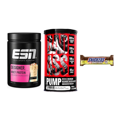 Home-Gym-Starter: ESN Designer + BAD ASS Pump + 5× Snickers High – alle enthaltenen Artikel