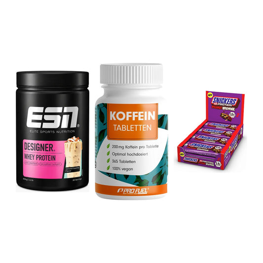 Home-Gym-Starter: ESN Designer + ProFuel Koffein + 5× Snickers High – alle enthaltenen Artikel