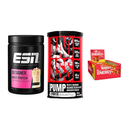 Home-Gym-Starter: ESN Designer + BAD ASS Pump + 5× Olimp Energy – alle enthaltenen Artikel