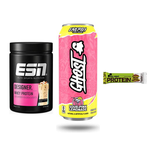 Home-Gym-Starter: ESN Designer + Ghost Energy + 5× Olimp Protein – alle enthaltenen Artikel