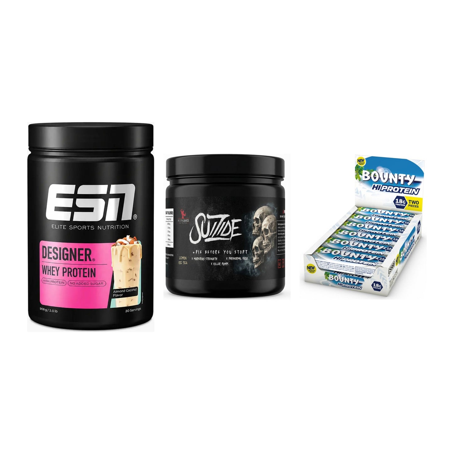 Home-Gym-Starter: ESN Designer + #GYMJUICE + 5× Bounty High – alle enthaltenen Artikel