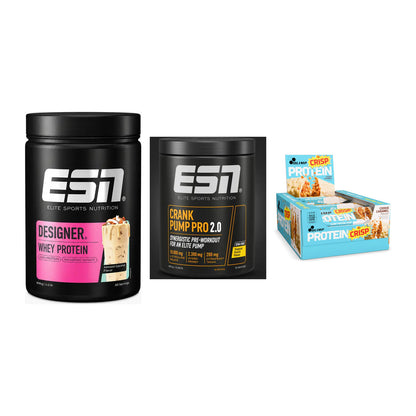 Home-Gym-Starter: ESN Designer + ESN Crank Pump + 5× Olimp Protein – alle enthaltenen Artikel
