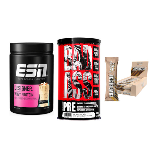 Home-Gym-Starter: ESN Designer + BAD ASS Pre + 5× Barebells Vegan – alle enthaltenen Artikel