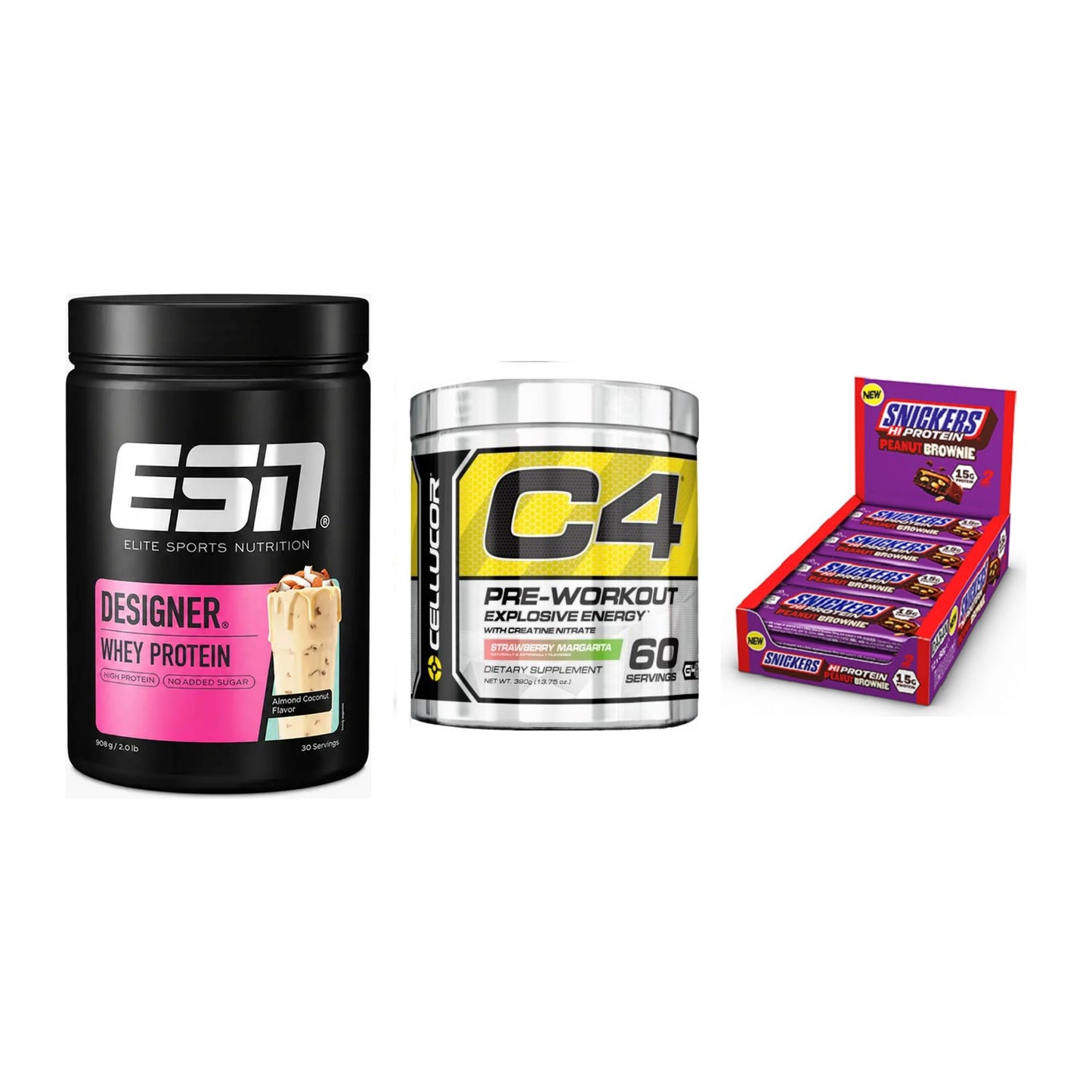 Home-Gym-Starter: ESN Designer + Cellucor C4 + 5× Snickers High – alle enthaltenen Artikel