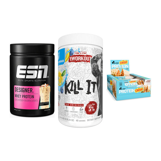 Home-Gym-Starter: ESN Designer + Rich Piana 5% + 5× Olimp Protein – alle enthaltenen Artikel