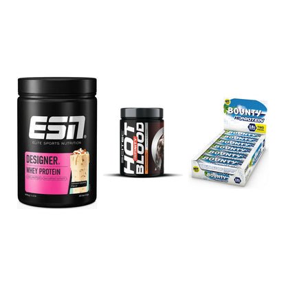 Home-Gym-Starter: ESN Designer + Scitec Hot + 5× Bounty High – alle enthaltenen Artikel