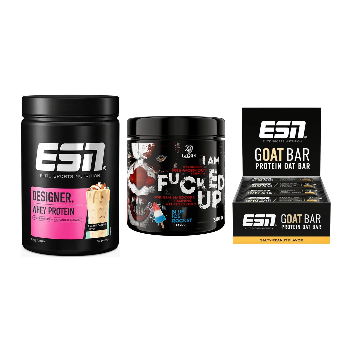 Home-Gym-Starter: ESN Designer + Swedish Supplem + 5× ESN Goat Bar – alle enthaltenen Artikel