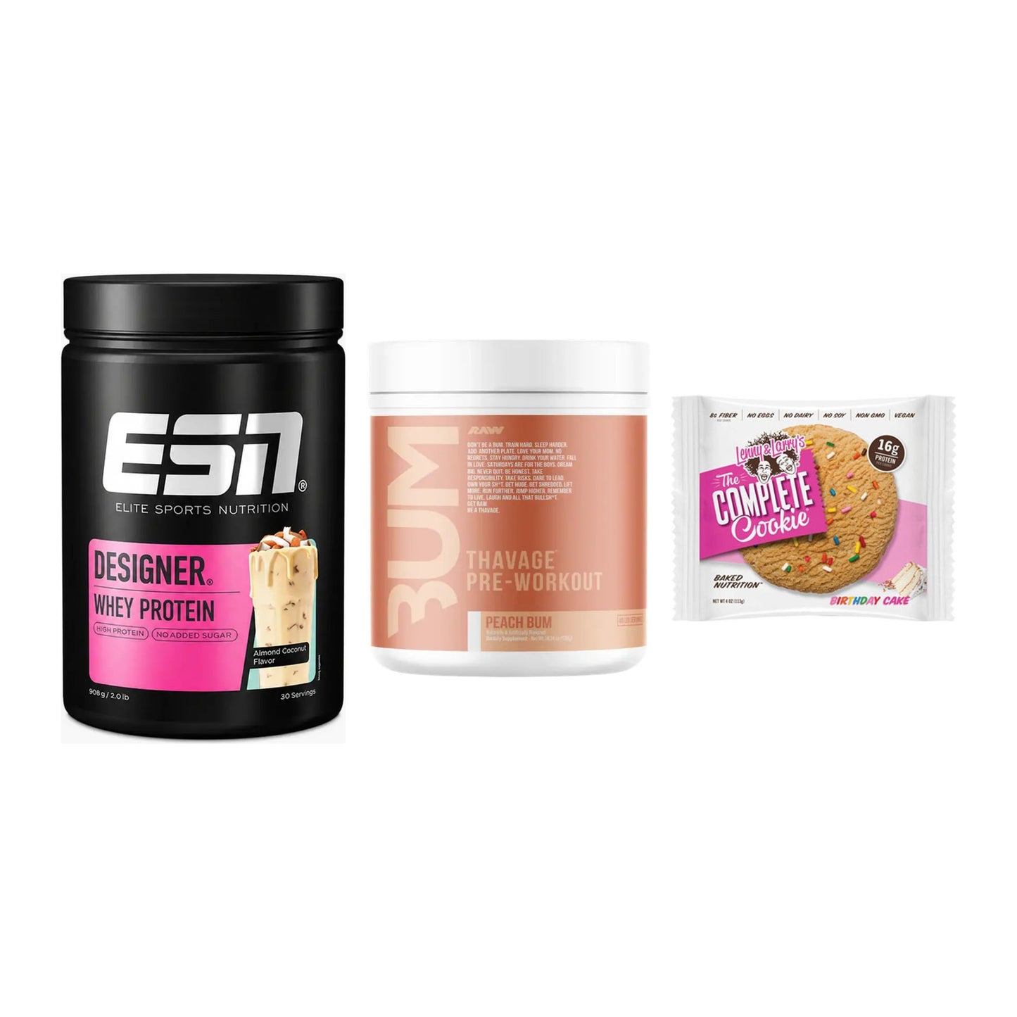 Home-Gym-Starter: ESN Designer + RAW Nutrition + 5× Lenny & Larry – alle enthaltenen Artikel