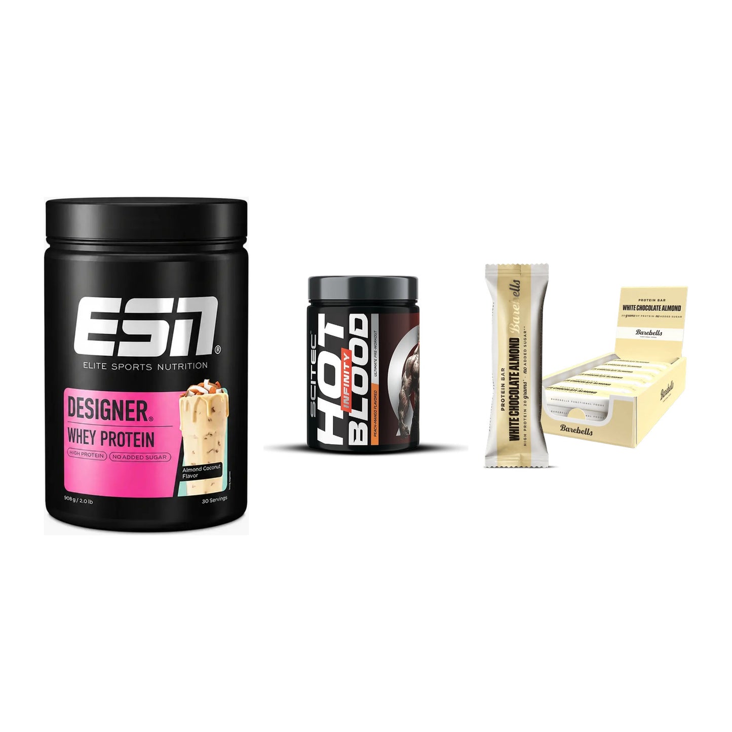 Home-Gym-Starter: ESN Designer + Scitec Hot + 5× Barebells – alle enthaltenen Artikel
