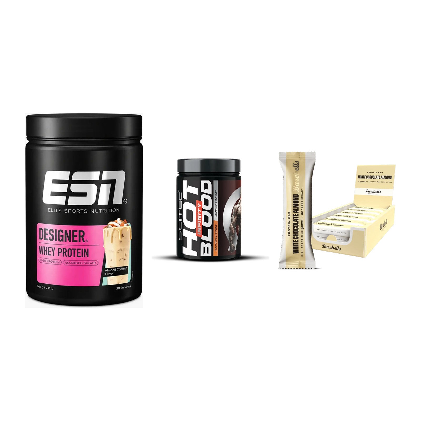 Home-Gym-Starter: ESN Designer + Scitec Hot + 5× Barebells – alle enthaltenen Artikel