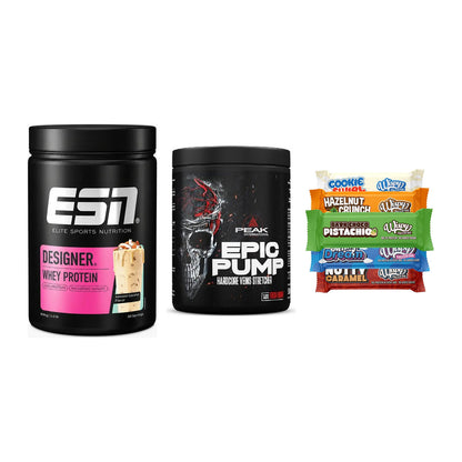 Home-Gym-Starter: ESN Designer + Peak EPIC Pump + 5× Wispy Protein – alle enthaltenen Artikel