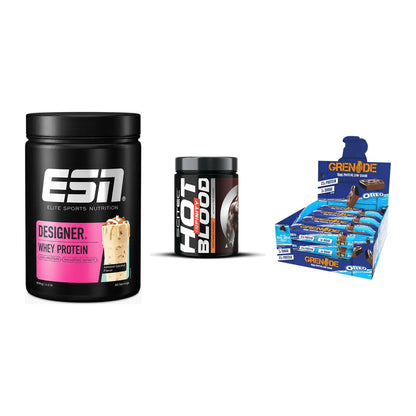Home-Gym-Starter: ESN Designer + Scitec Hot + 5× Grenade Protein – alle enthaltenen Artikel