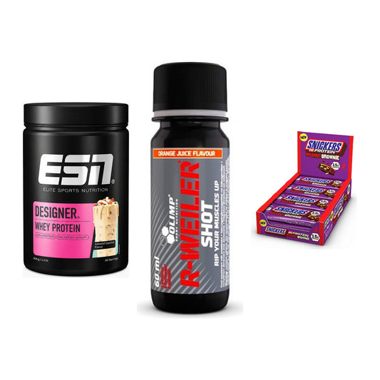 Home-Gym-Starter: ESN Designer + Olimp R-Weiler + 5× Snickers High – alle enthaltenen Artikel