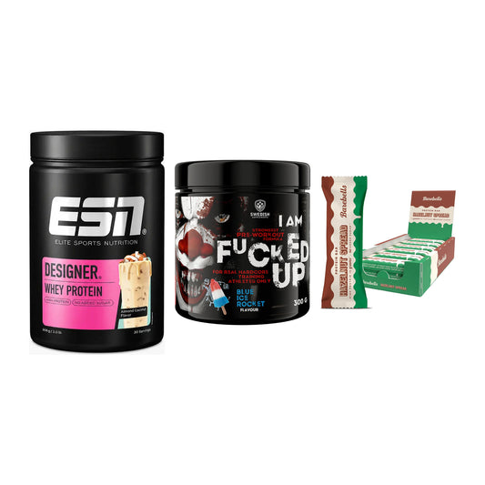 Home-Gym-Starter: ESN Designer + Swedish Supplem + 5× Barebells – alle enthaltenen Artikel