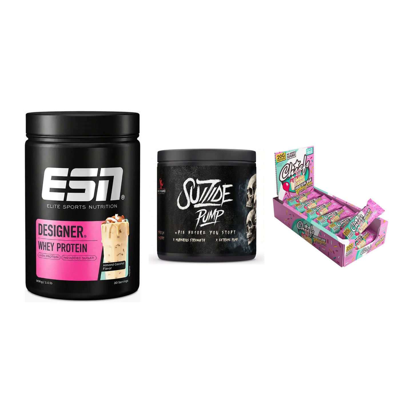 Home-Gym-Starter: ESN Designer + #GYMJUICE + 5× Chiefs Protein – alle enthaltenen Artikel