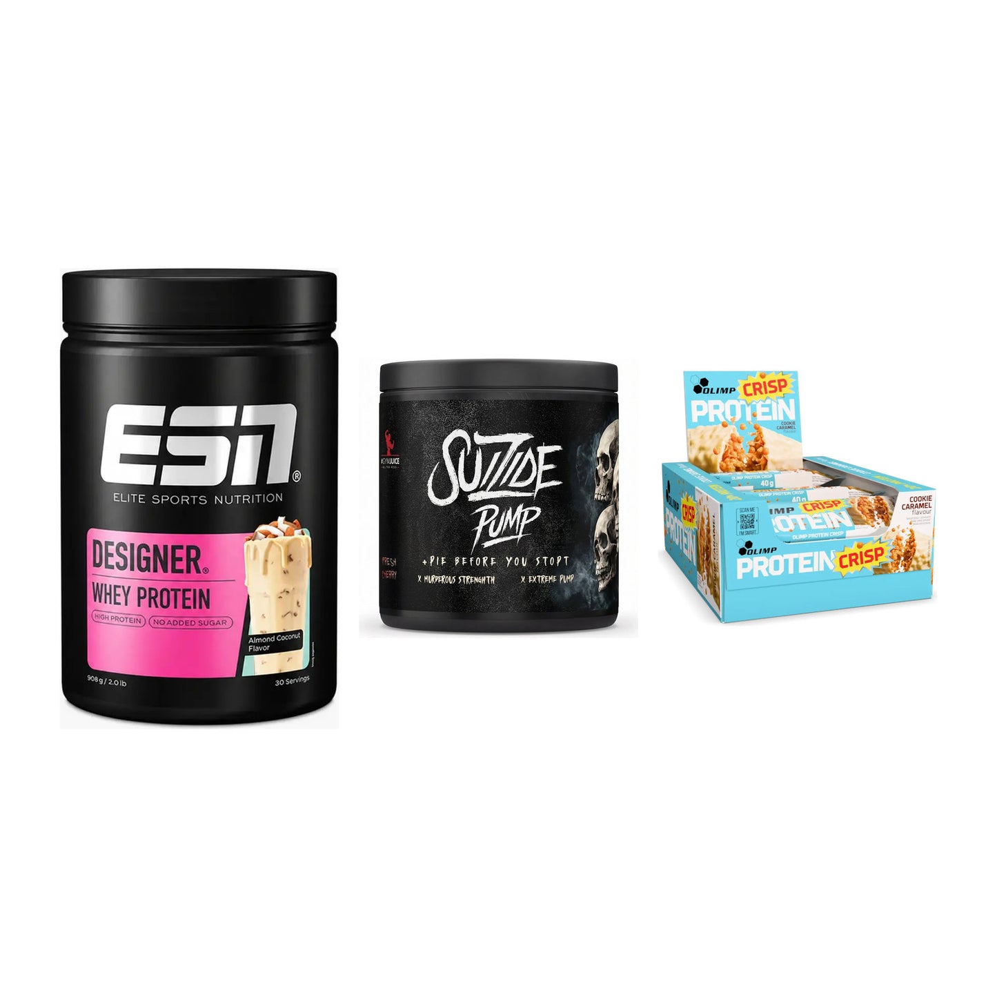 Home-Gym-Starter: ESN Designer + #GYMJUICE + 5× Olimp Protein – alle enthaltenen Artikel
