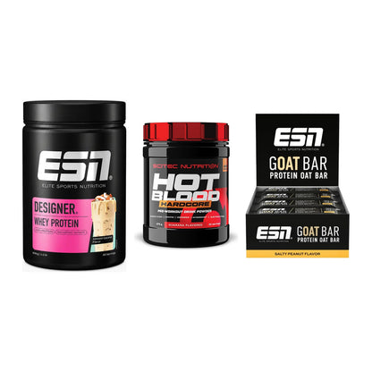 Home-Gym-Starter: ESN Designer + Scitec Hot + 5× ESN Goat Bar – alle enthaltenen Artikel