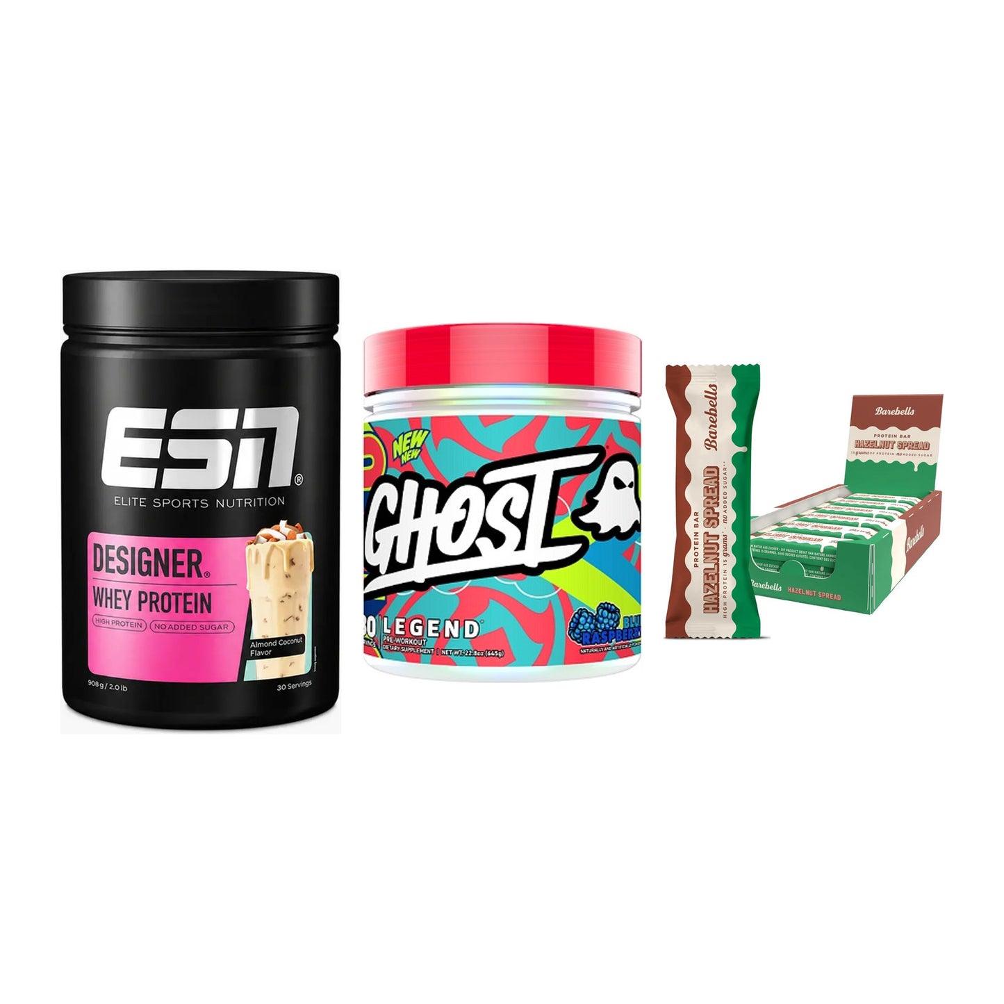 Home-Gym-Starter: ESN Designer + Ghost Legend V4 + 5× Barebells – alle enthaltenen Artikel