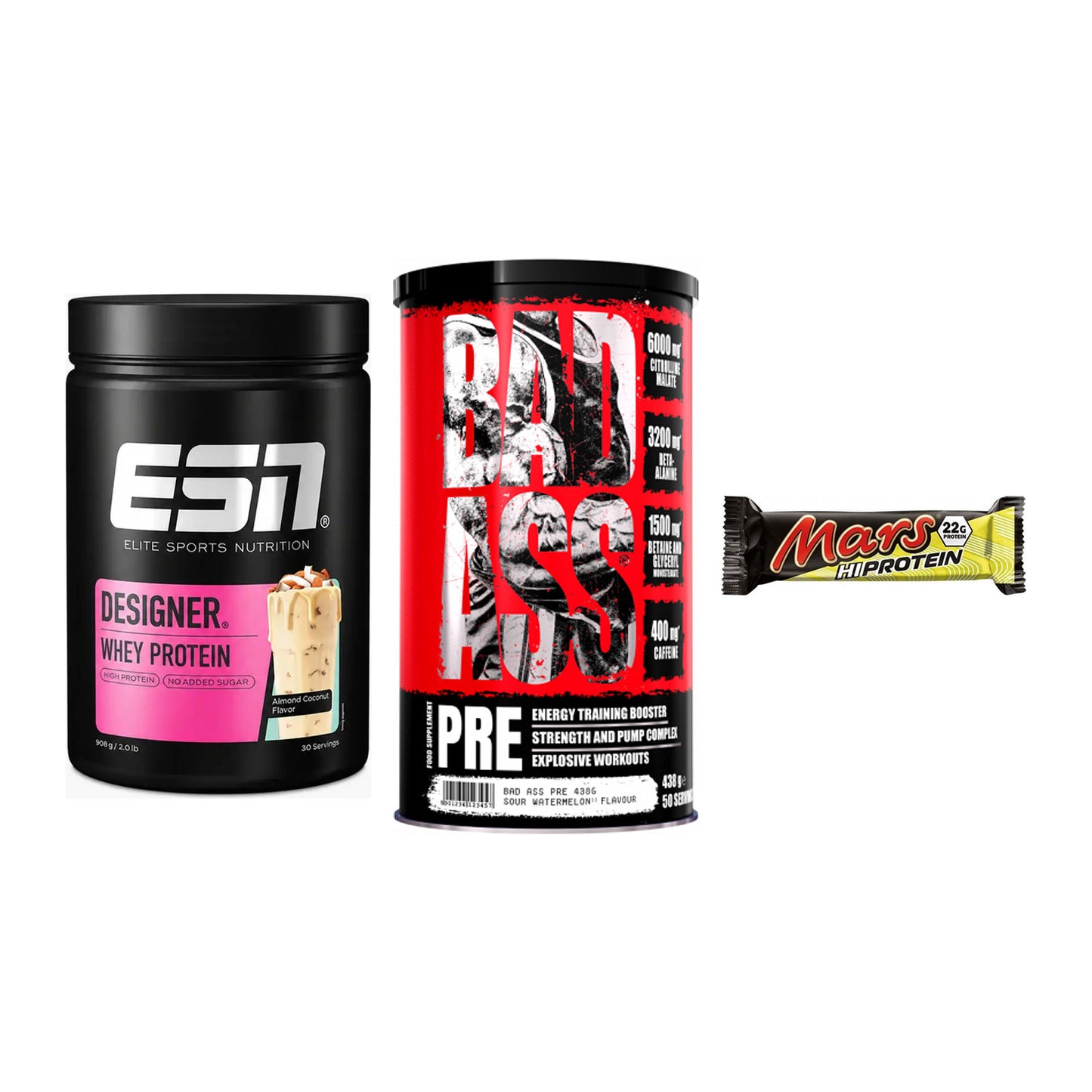 Home-Gym-Starter: ESN Designer + BAD ASS Pre + 5× Mars High – alle enthaltenen Artikel