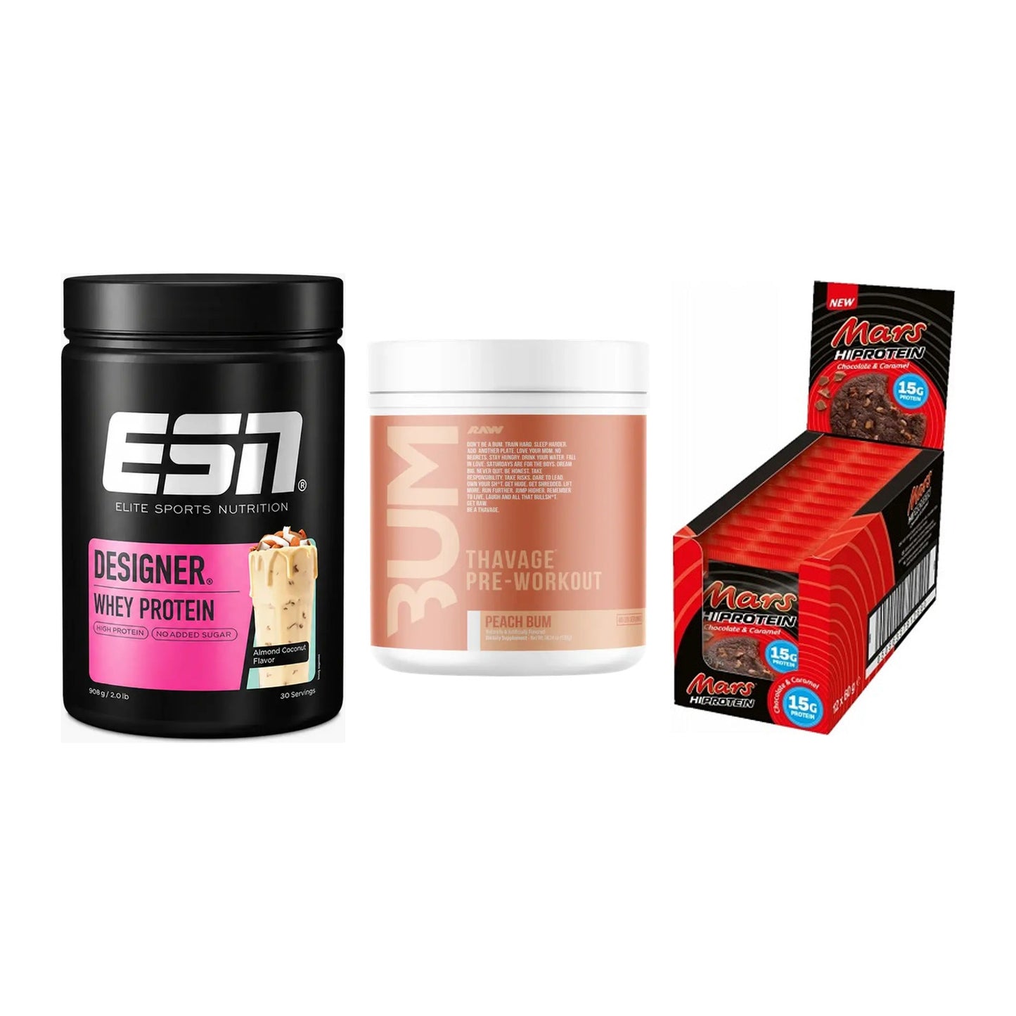 Home-Gym-Starter: ESN Designer + RAW Nutrition + 5× Mars High – alle enthaltenen Artikel