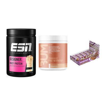 Home-Gym-Starter: ESN Designer + RAW Nutrition + 5× INLEAD Wafer – alle enthaltenen Artikel