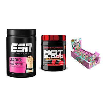 Home-Gym-Starter: ESN Designer + Scitec Hot + 5× Chiefs Protein – alle enthaltenen Artikel
