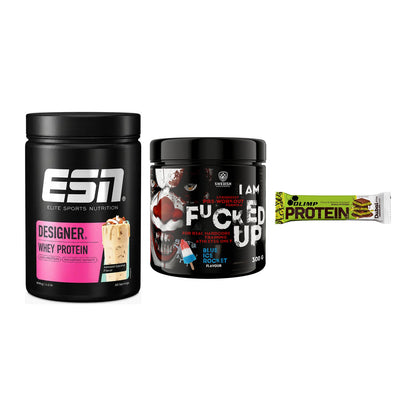 Home-Gym-Starter: ESN Designer + Swedish Supplem + 5× Olimp Protein – alle enthaltenen Artikel