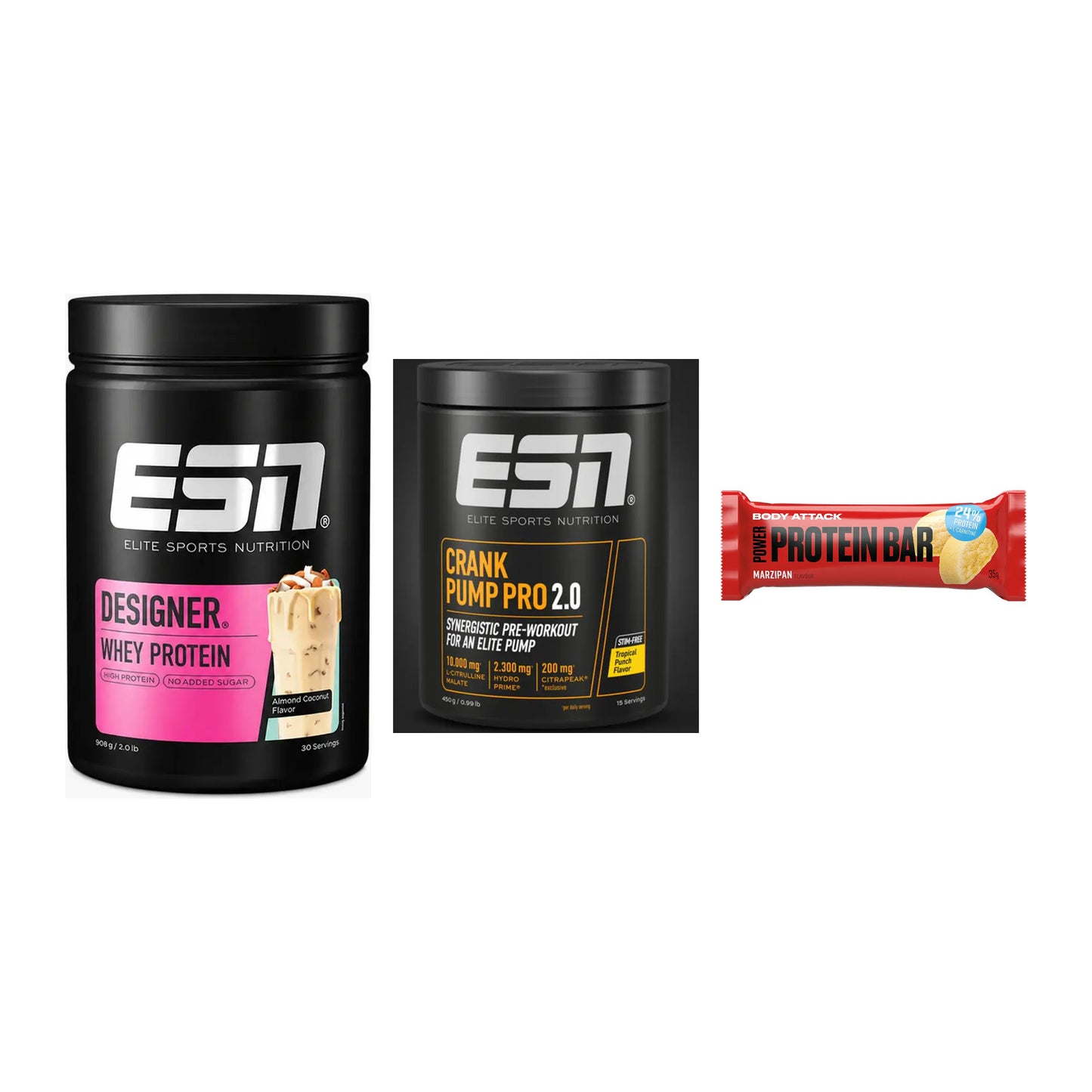 Home-Gym-Starter: ESN Designer + ESN Crank Pump + 5× Body Attack – alle enthaltenen Artikel