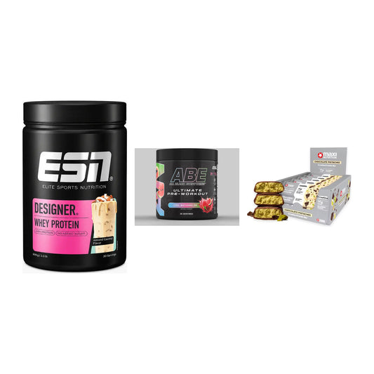 Home-Gym-Starter: ESN Designer + Applied Nutriti + 5× MaxiNutrition – alle enthaltenen Artikel