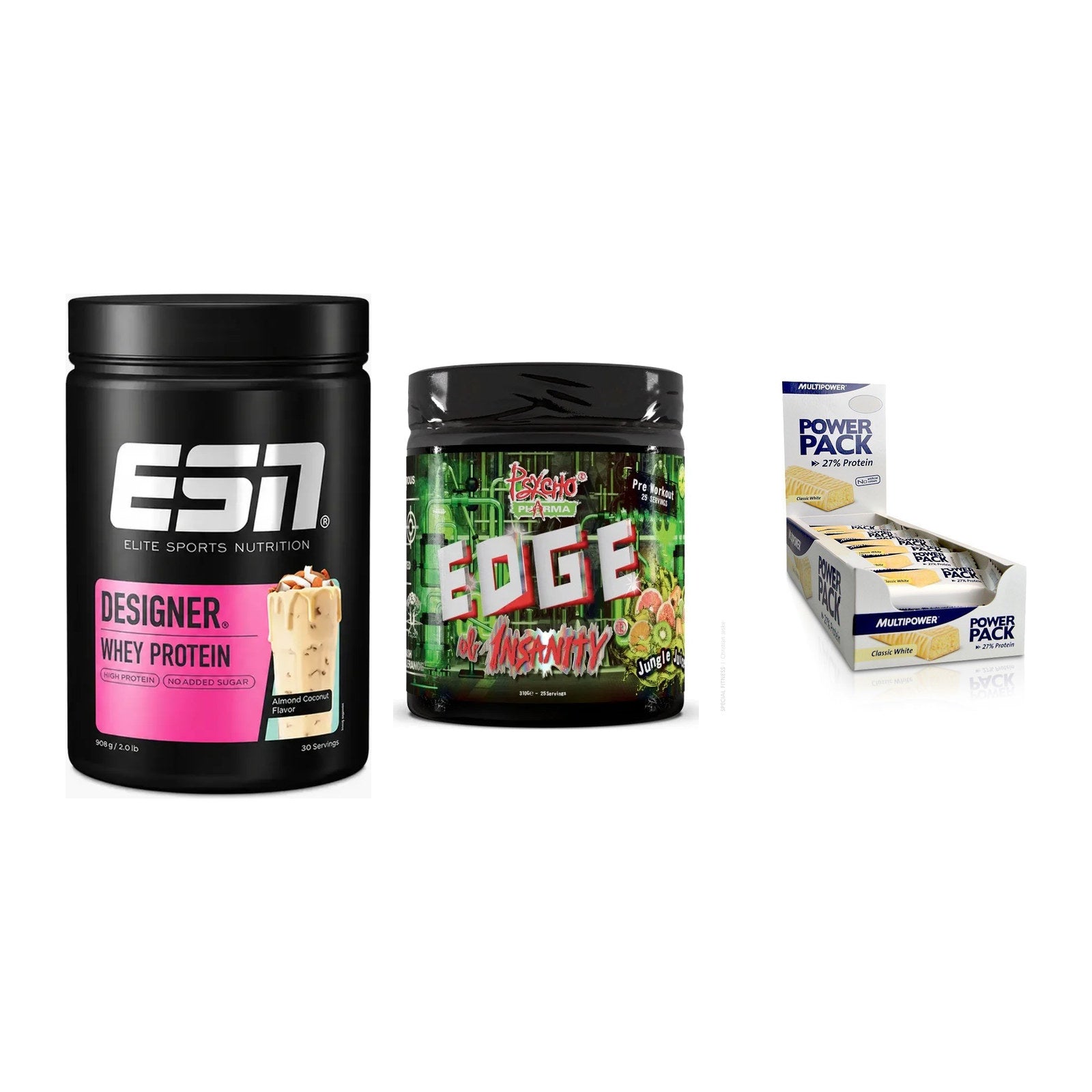 Home-Gym-Starter: ESN Designer + Psycho Pharma + 5× Multipower – alle enthaltenen Artikel