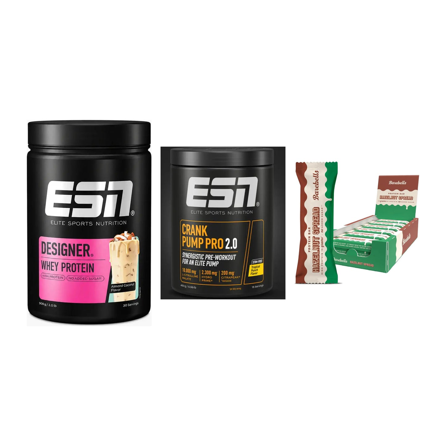 Home-Gym-Starter: ESN Designer + ESN Crank Pump + 5× Barebells – alle enthaltenen Artikel