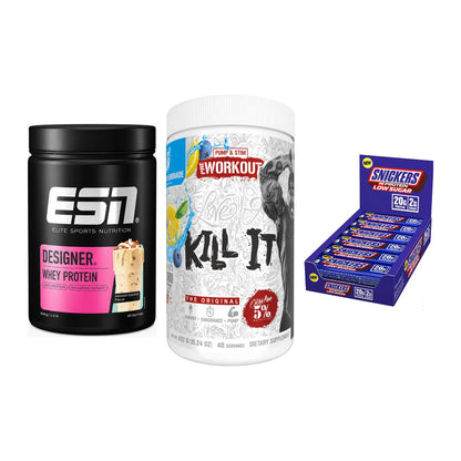 Home-Gym-Starter: ESN Designer + Rich Piana 5% + 5× Snickers LOW – alle enthaltenen Artikel