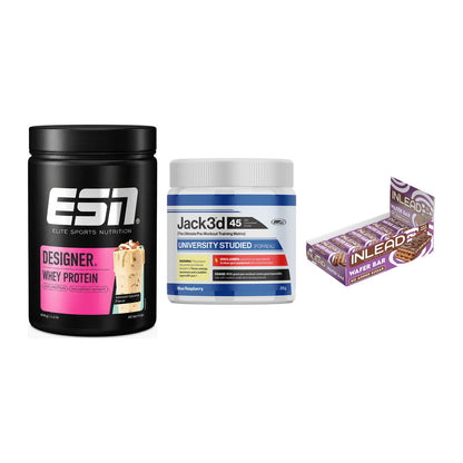 Home-Gym-Starter: ESN Designer + USP Labs Jack3d + 5× INLEAD Wafer – alle enthaltenen Artikel