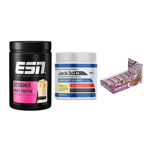 Home-Gym-Starter: ESN Designer + USP Labs Jack3d + 5× INLEAD Wafer – alle enthaltenen Artikel