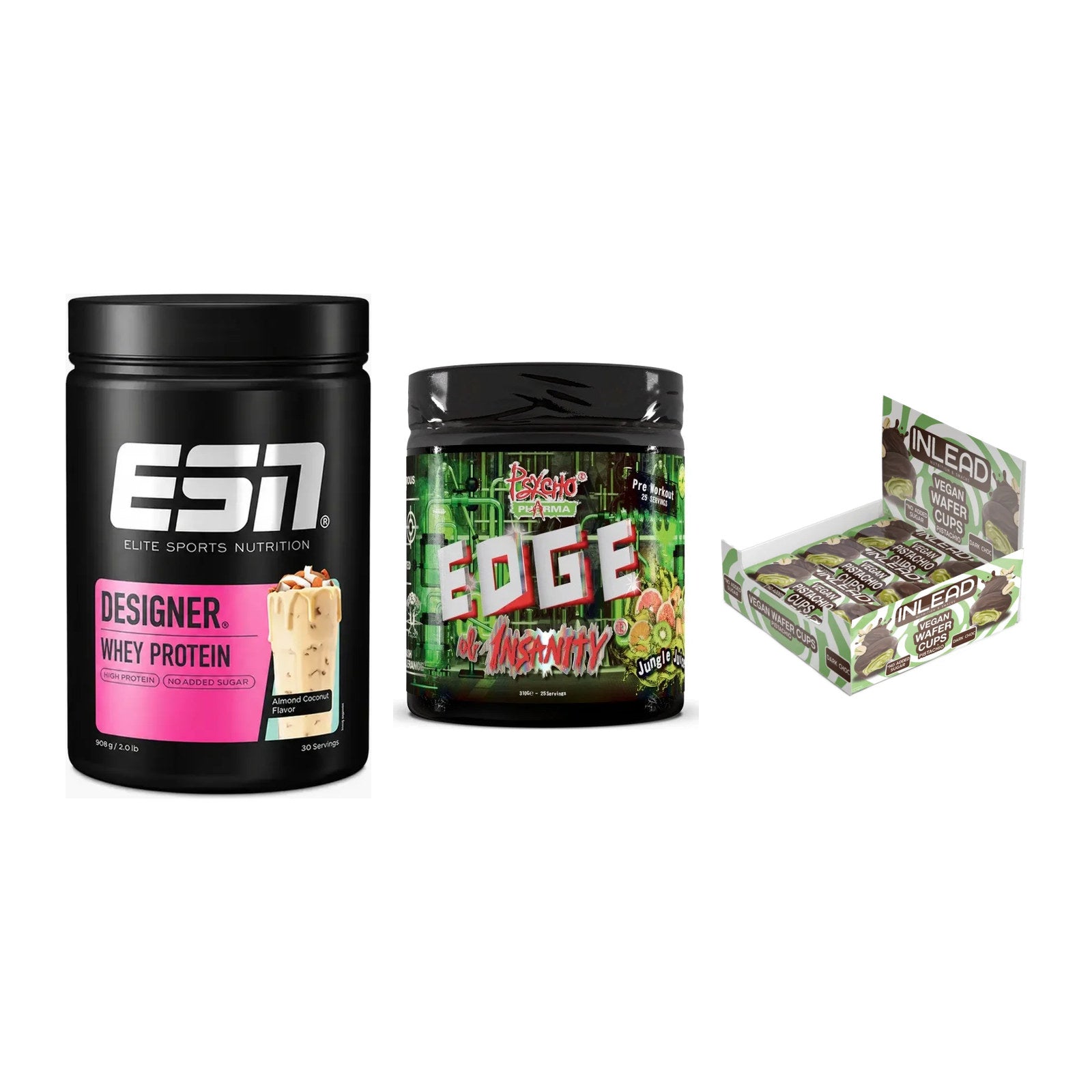 Home-Gym-Starter: ESN Designer + Psycho Pharma + 5× INLEAD Wafer – alle enthaltenen Artikel