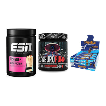 Home-Gym-Starter: ESN Designer + MST NeuroPump + 5× Grenade Protein – alle enthaltenen Artikel