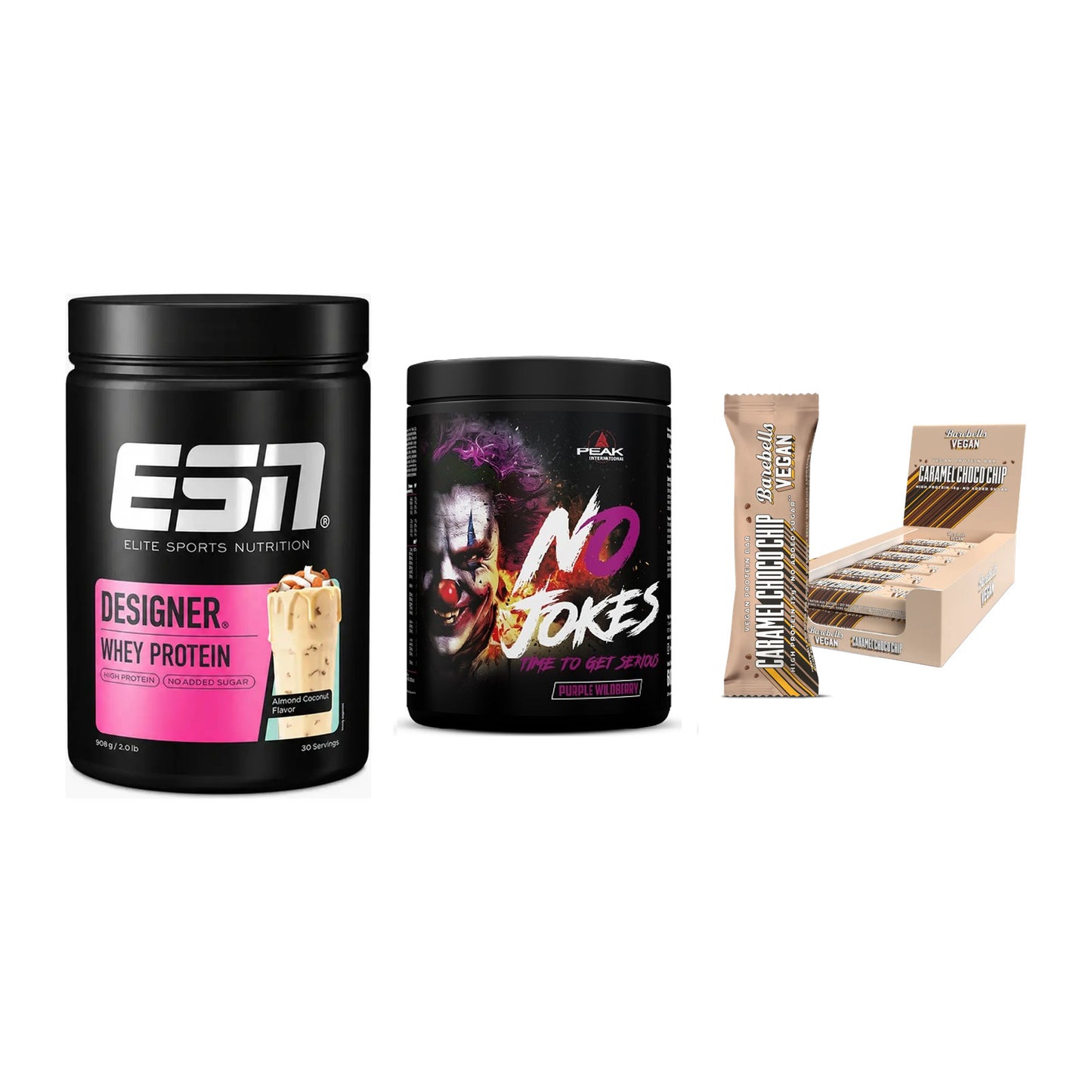 Home-Gym-Starter: ESN Designer + Peak No Jokes + 5× Barebells Vegan – alle enthaltenen Artikel