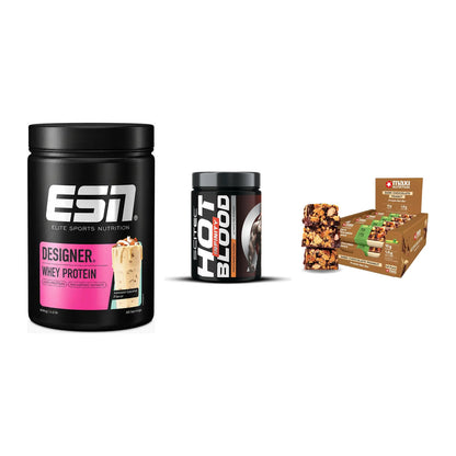 Home-Gym-Starter: ESN Designer + Scitec Hot + 5× MaxiNutrition – alle enthaltenen Artikel