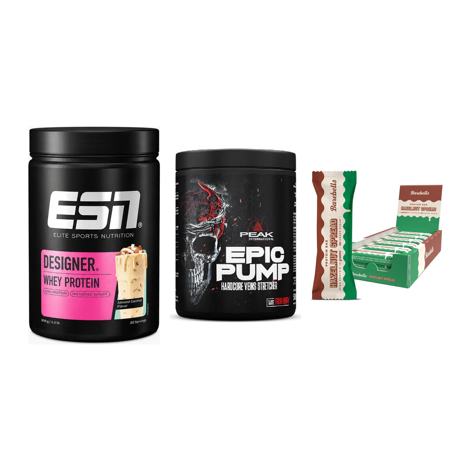 Home-Gym-Starter: ESN Designer + Peak EPIC Pump + 5× Barebells – alle enthaltenen Artikel