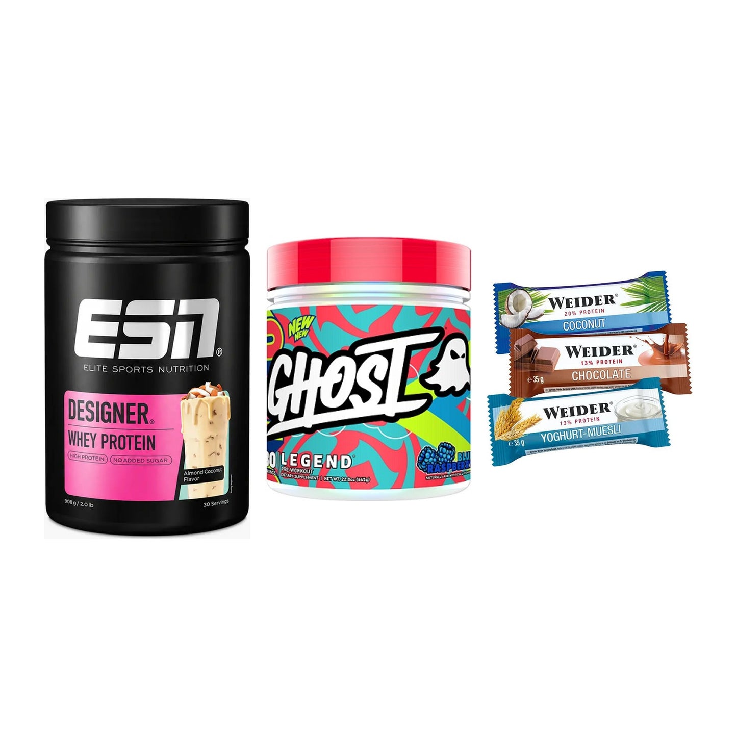 Home-Gym-Starter: ESN Designer + Ghost Legend V4 + 5× Weider BAR – alle enthaltenen Artikel