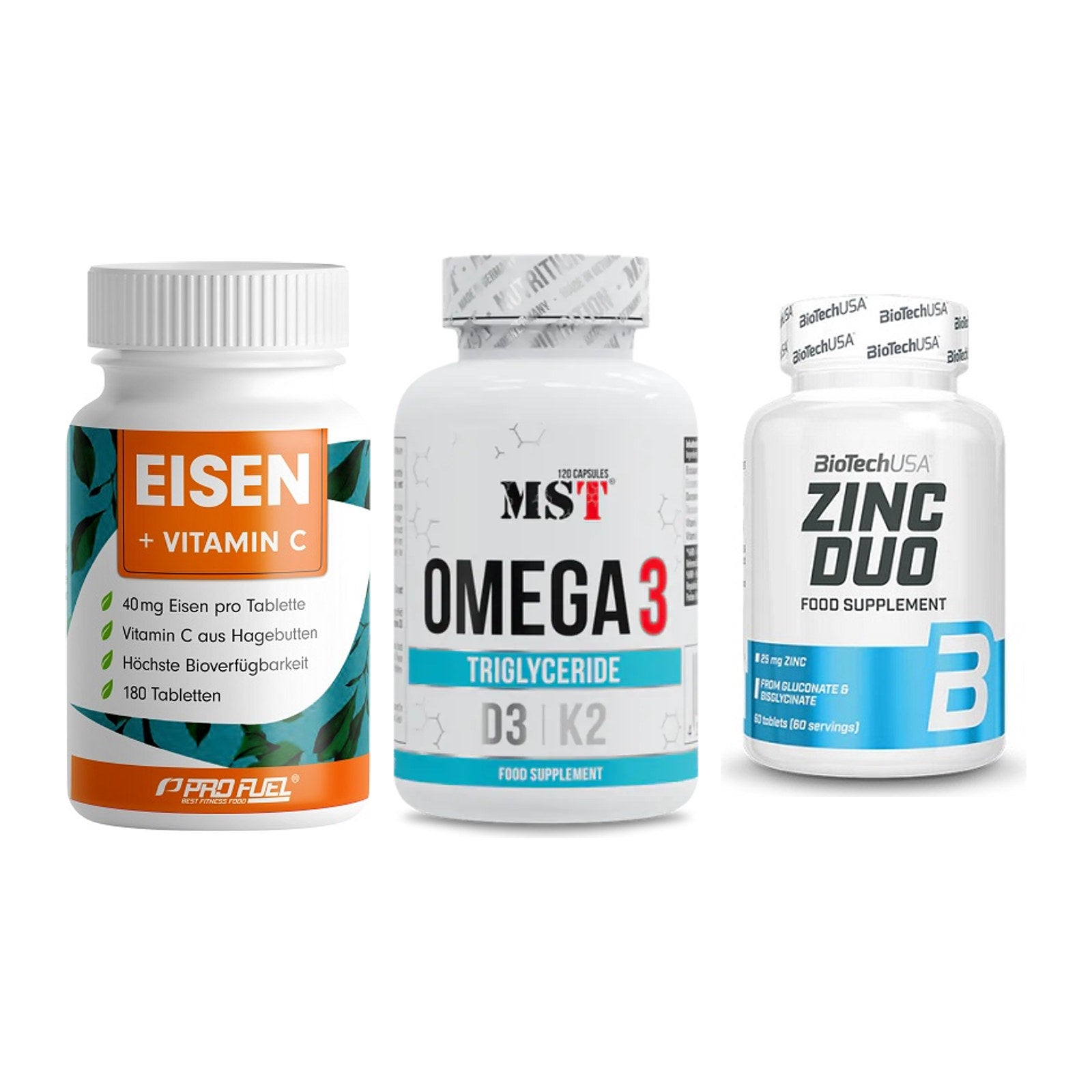 Immun-Set: ProFuel EISEN + MST Omega 3 500 + BioTech Zinc Duo – alle enthaltenen Artikel
